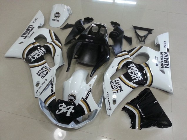 1998-2002 White Black Yamaha YZF R6 Motorcycle Fairing 1998-2002 White Black Yamaha YZF R6 Motorcycle Fairing