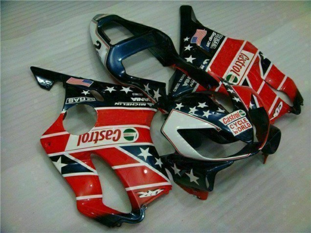 2001-2003 Red White Blue Castrol Cycle World Honda CBR600 F4i Motorcycle Fairings Kits 2001-2003 Red White Blue Castrol Cycle World Honda CBR600 F4i Motorcycle Fairings Kits