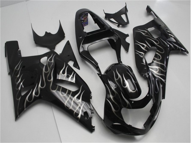 2001-2003 Black White Flame Suzuki GSXR 600/750 Motorcycle Fairing Kits 2001-2003 Black White Flame Suzuki GSXR 600/750 Motorcycle Fairing Kits