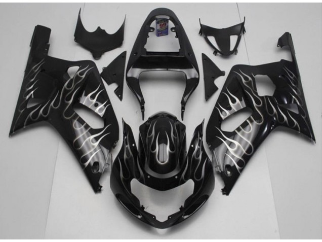 2001-2003 Black White Flame Suzuki GSXR 600/750 Motorcycle Fairing Kits 2001-2003 Black White Flame Suzuki GSXR 600/750 Motorcycle Fairing Kits