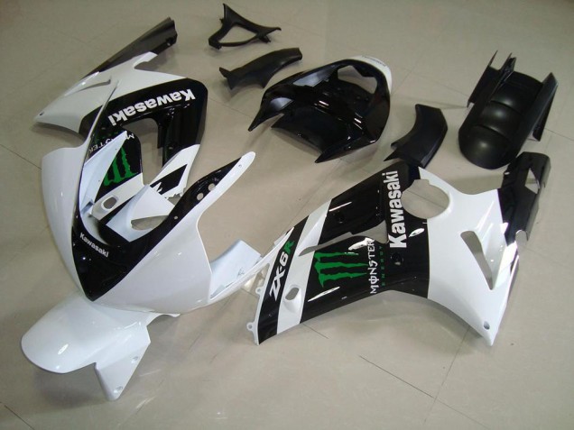 2003-2004 White Monster Kawasaki ZX6R Bike Fairings 2003-2004 White Monster Kawasaki ZX6R Bike Fairings