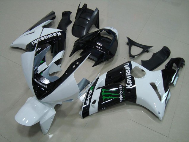 2003-2004 White Monster Kawasaki ZX6R Motorbike Fairing Kits 2003-2004 White Monster Kawasaki ZX6R Motorbike Fairing Kits