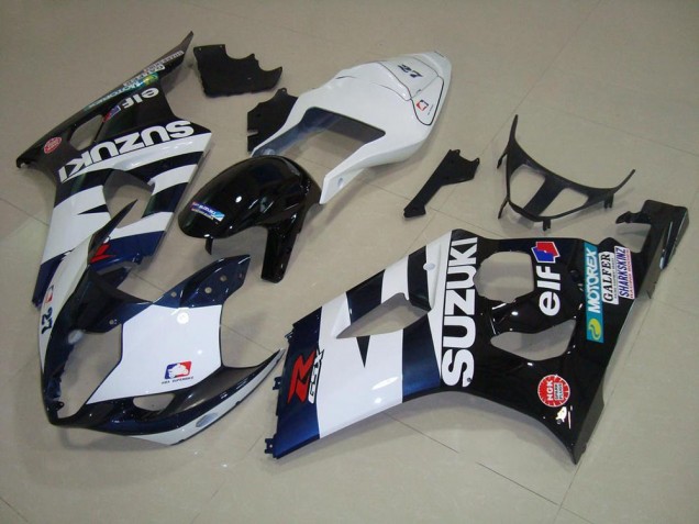 2003-2004 White Black Elf Suzuki GSXR 1000 Motorcycle Fairing Kit 2003-2004 White Black Elf Suzuki GSXR 1000 Motorcycle Fairing Kit
