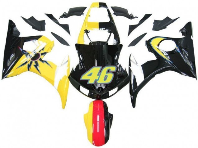 2003-2005 Black Yellow No. 46 Yamaha YZF R6 Motorcycle Fairings 2003-2005 Black Yellow No. 46 Yamaha YZF R6 Motorcycle Fairings