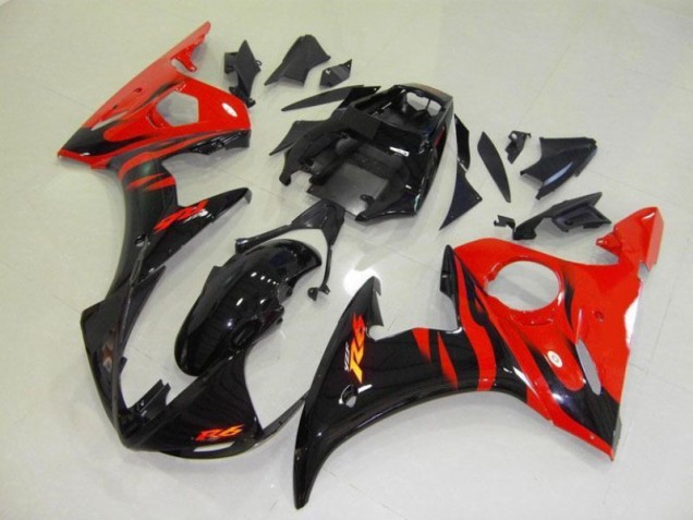 2003-2005 Black Red Flame Yamaha YZF R6 Bike Fairing Kit 2003-2005 Black Red Flame Yamaha YZF R6 Bike Fairing Kit