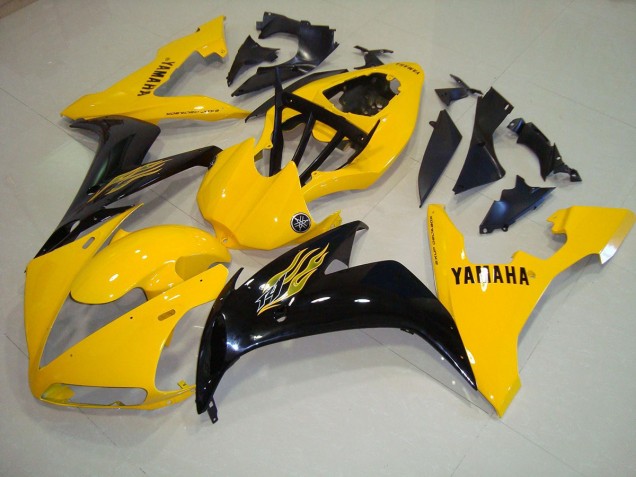 2004-2006 Yellow Black Flame Yamaha YZF R1 Replacement Motorcycle Fairings 2004-2006 Yellow Black Flame Yamaha YZF R1 Replacement Motorcycle Fairings