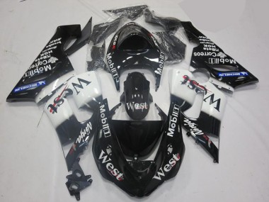 2005-2006 White Black Kawasaki ZX6R Motorcycle Fairing
