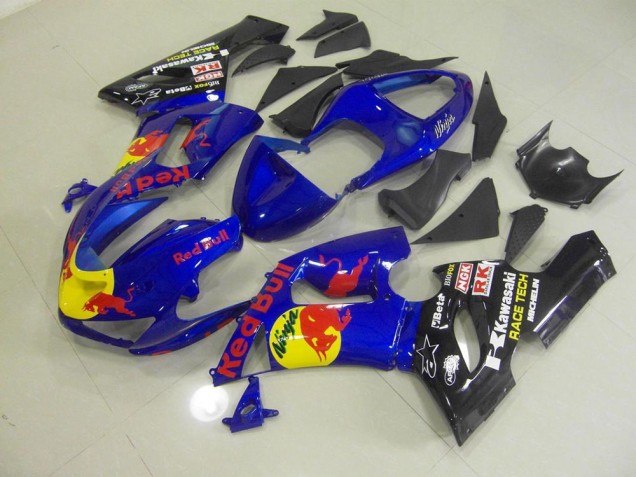 2005-2006 Blue Red Bull Kawasaki ZX6R Motorbike Fairings 2005-2006 Blue Red Bull Kawasaki ZX6R Motorbike Fairings