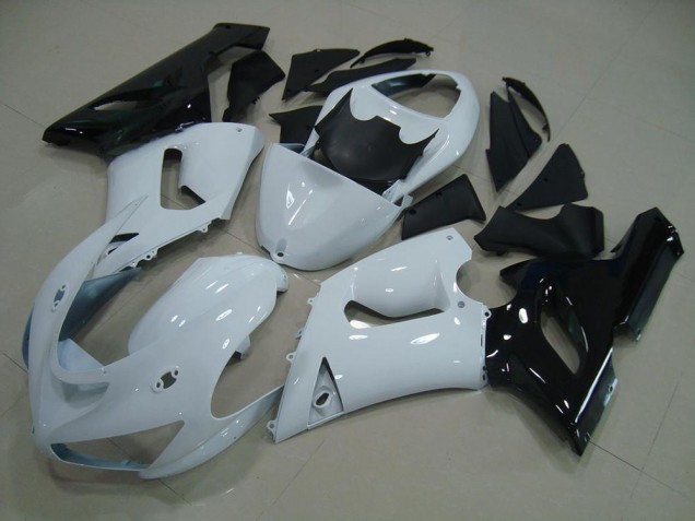 2005-2006 White Black Kawasaki ZX6R Replacement Motorcycle Fairings 2005-2006 White Black Kawasaki ZX6R Replacement Motorcycle Fairings