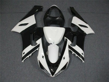 2005-2006 Black White Kawasaki ZX6R Motorcycle Replacement Fairings