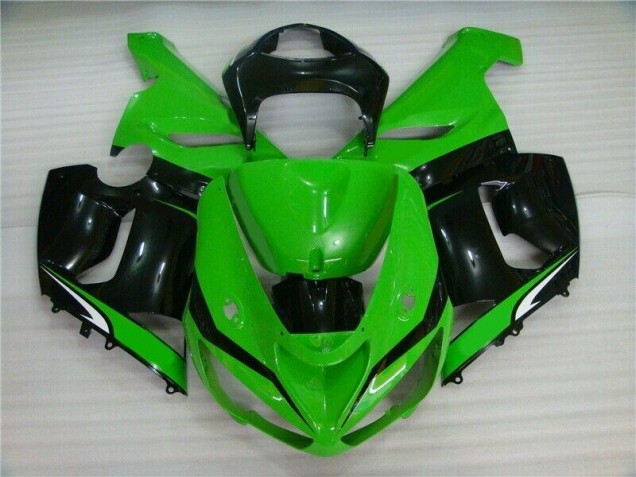 2005-2006 Green White Black Kawasaki ZX6R Motorcyle Fairings 2005-2006 Green White Black Kawasaki ZX6R Motorcyle Fairings