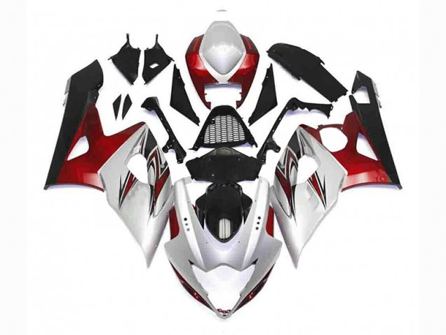 2005-2006 Silver Red Black Suzuki GSXR 1000 Bike Fairing Kit 2005-2006 Silver Red Black Suzuki GSXR 1000 Bike Fairing Kit