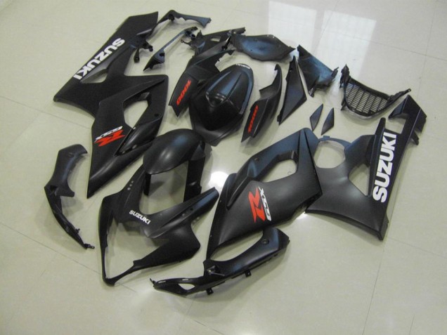 2005-2006 Matte Black with White Decals Suzuki GSXR 1000 Bike Fairing Kit 2005-2006 Matte Black with White Decals Suzuki GSXR 1000 Bike Fairing Kit