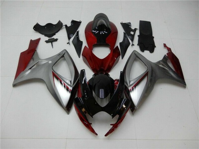 2006-2007 Red Silver Suzuki GSXR 600/750 Bike Fairing Kit 2006-2007 Red Silver Suzuki GSXR 600/750 Bike Fairing Kit