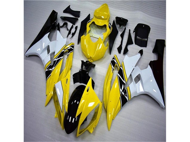 2006-2007 Yellow White Black Yamaha YZF R6 Motorbike Fairing Kits 2006-2007 Yellow White Black Yamaha YZF R6 Motorbike Fairing Kits