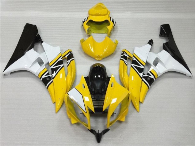 2006-2007 Yellow White Black Yamaha YZF R6 Motorbike Fairing Kits 2006-2007 Yellow White Black Yamaha YZF R6 Motorbike Fairing Kits