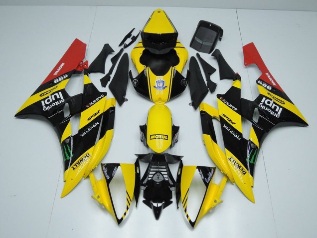2006-2007 Yellow Black Monster Yamaha YZF R6 Motorcycle Bodywork 2006-2007 Yellow Black Monster Yamaha YZF R6 Motorcycle Bodywork