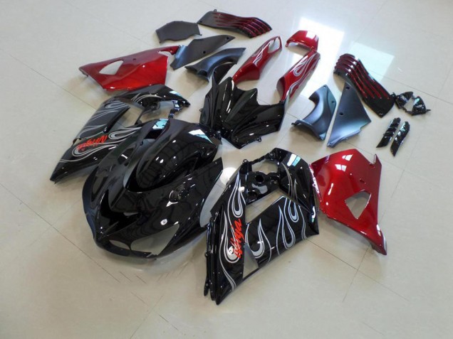 2006-2011 Black Nd Red Silver Flame Kawasaki ZX14R ZZR1400 Motorbike Fairing 2006-2011 Black Nd Red Silver Flame Kawasaki ZX14R ZZR1400 Motorbike Fairing