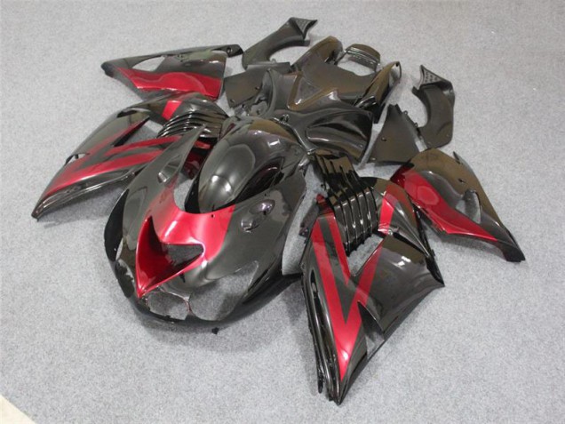 2006-2011 Black Red Kawasaki ZX14R ZZR1400 Bike Fairings