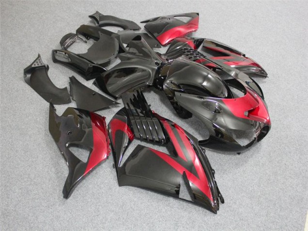 2006-2011 Black Red Kawasaki ZX14R ZZR1400 Bike Fairings
