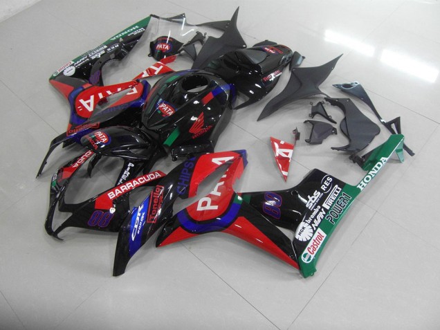 2007-2008 Black Red Pata Honda CBR600RR Motorcycle Fairings Kits 2007-2008 Black Red Pata Honda CBR600RR Motorcycle Fairings Kits