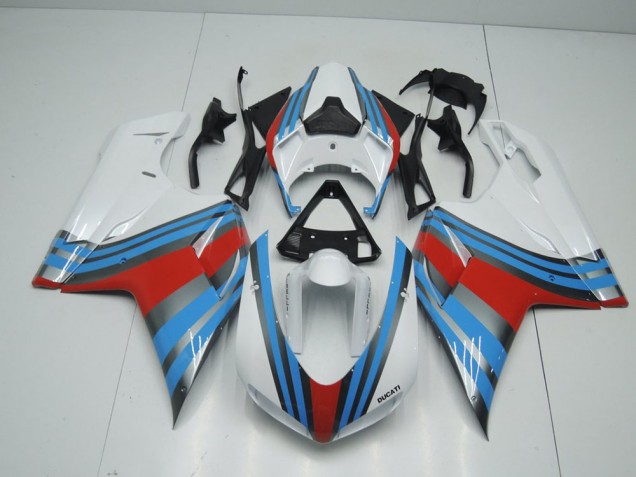 2007-2014 Blue White Red Ducati 848 1098 1198 Motorcyle Fairings 2007-2014 Blue White Red Ducati 848 1098 1198 Motorcyle Fairings