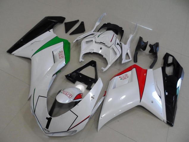 2007-2014 Peral White with Italy Flag Ducati 848 1098 1198 Motorcycle Fairings Kit 2007-2014 Peral White with Italy Flag Ducati 848 1098 1198 Motorcycle Fairings Kit
