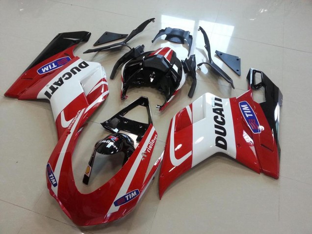 2007-2014 Red White Ducati 848 1098 1198 Motorcycle Fairing Kit 2007-2014 Red White Ducati 848 1098 1198 Motorcycle Fairing Kit