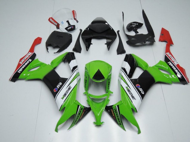 2008-2010 White Black and Green Kawasaki ZX10R Motorcycle Fairing Kits 2008-2010 White Black and Green Kawasaki ZX10R Motorcycle Fairing Kits