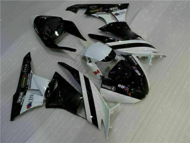 2009-2012 Black White 3M Touch4 Kawasaki ZX6R Motorcycle Fairing Kits
