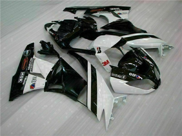 2009-2012 Black White 3M Touch4 Kawasaki ZX6R Bike Fairings