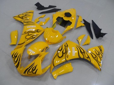 2012-2014 Yellow Black Flame Yamaha YZF R1 Motorcyle Fairings