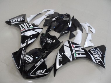 2012-2014 Black White Fiat Yamaha YZF R1 Motorbike Fairings