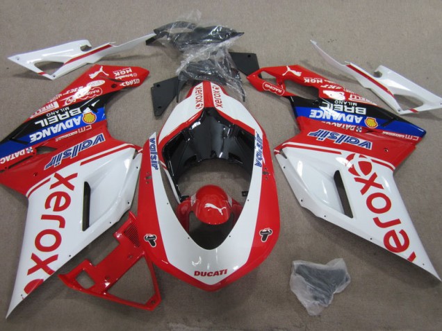 2007-2014 White Red Xerox Ducati 1098 Motorcycle Replacement Fairings 2007-2014 White Red Xerox Ducati 1098 Motorcycle Replacement Fairings
