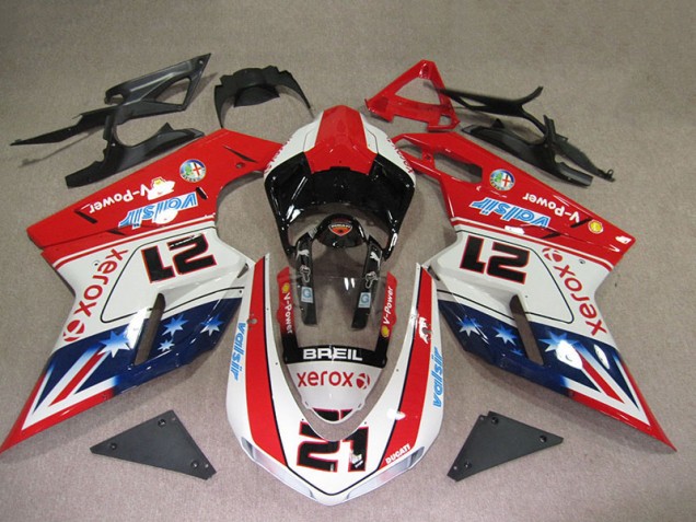 2007-2014 Red White Breil Xerox 21 Ducati 1098 Motorbike Fairings 2007-2014 Red White Breil Xerox 21 Ducati 1098 Motorbike Fairings
