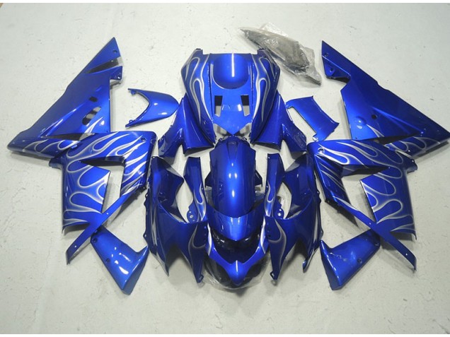2003-2005 Blue White Flame Kawasaki ZX10R Motorcycle Replacement Fairings 2003-2005 Blue White Flame Kawasaki ZX10R Motorcycle Replacement Fairings