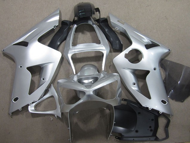 2003-2004 Silver Kawasaki ZX6R Motorcycle Fairings Kit 2003-2004 Silver Kawasaki ZX6R Motorcycle Fairings Kit