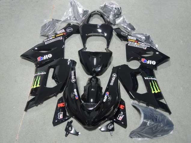 2005-2006 Black 3M Touch4 Monster Kawasaki ZX6R Motorcyle Fairings 2005-2006 Black 3M Touch4 Monster Kawasaki ZX6R Motorcyle Fairings