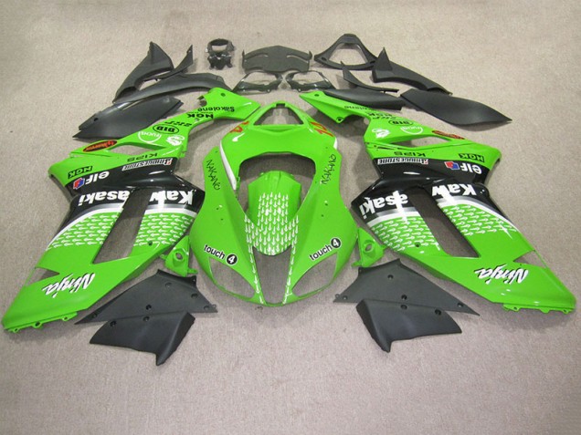2007-2008 Green Touch 4 Kawasaki ZX6R Motorcycle Fairing Kits