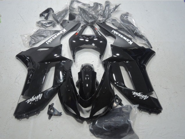 2007-2008 Black White Ninja Kawasaki ZX6R Bike Fairings