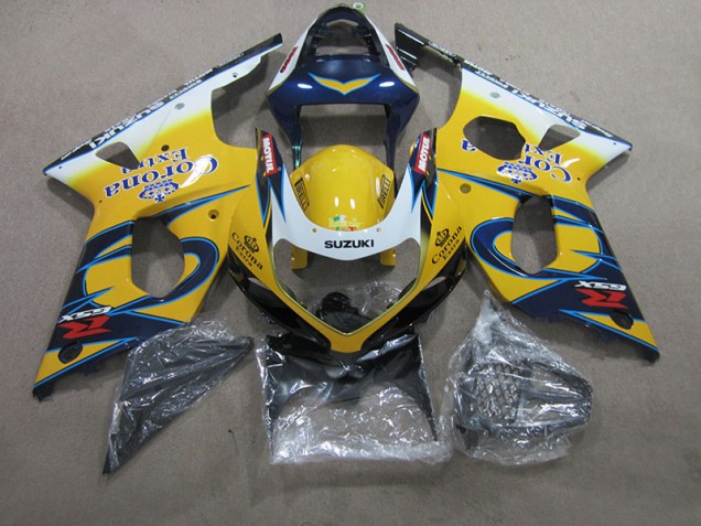 2000-2002 Yellow Blue Corona Extra Suzuki GSXR1000 Motorcycle Fairings Kit 2000-2002 Yellow Blue Corona Extra Suzuki GSXR1000 Motorcycle Fairings Kit