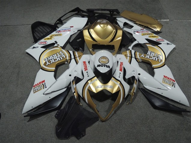 2005-2006 White Gold Lucky Strike Motul Suzuki GSXR1000 Motor Fairings 2005-2006 White Gold Lucky Strike Motul Suzuki GSXR1000 Motor Fairings