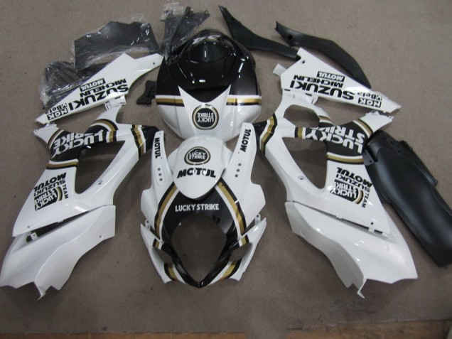 2007-2008 White Lucky Strike Black Motul Suzuki GSXR1000 Motorcycle Replacement Fairings 2007-2008 White Lucky Strike Black Motul Suzuki GSXR1000 Motorcycle Replacement Fairings