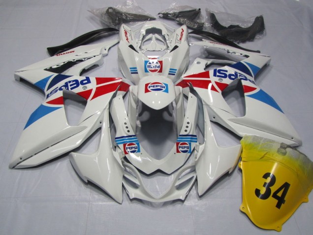 2009-2016 White Pepsi 34 Suzuki GSXR1000 Motorcycle Fairings Kit 2009-2016 White Pepsi 34 Suzuki GSXR1000 Motorcycle Fairings Kit