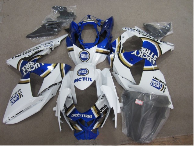 2009-2016 White Lucky Strike Blue Motul Suzuki GSXR1000 Motorcylce Fairings 2009-2016 White Lucky Strike Blue Motul Suzuki GSXR1000 Motorcylce Fairings