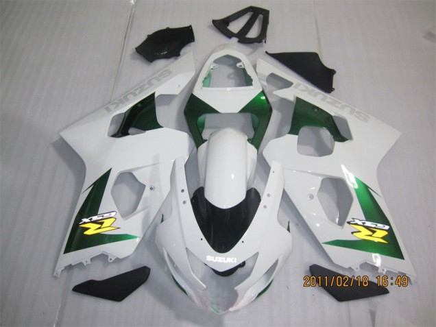 2004-2005 White Green Suzuki GSXR600 Motorbike Fairing Kits 2004-2005 White Green Suzuki GSXR600 Motorbike Fairing Kits
