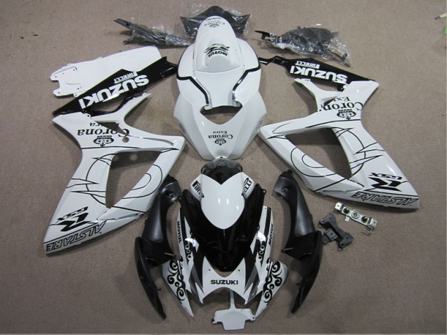 2006-2007 White Black Corona Extra Suzuki GSXR600 Motorcylce Fairings 2006-2007 White Black Corona Extra Suzuki GSXR600 Motorcylce Fairings