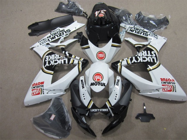 2006-2007 Black White Lucky Strike Motul Suzuki GSXR600 Bike Fairing 2006-2007 Black White Lucky Strike Motul Suzuki GSXR600 Bike Fairing