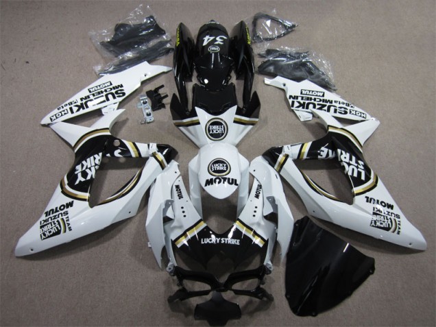 2008-2010 White Lucky Strike Black Motul Suzuki GSXR600 Motorbike Fairings 2008-2010 White Lucky Strike Black Motul Suzuki GSXR600 Motorbike Fairings