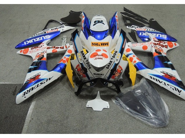 2008-2010 White Blue Dark Dog Suzuki GSXR600 Bike Fairings 2008-2010 White Blue Dark Dog Suzuki GSXR600 Bike Fairings